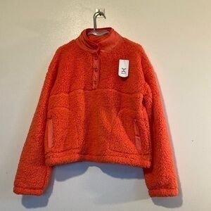 Xersion cape coral faux fur mid button up teddy bear pull over shirt jacket 3XL